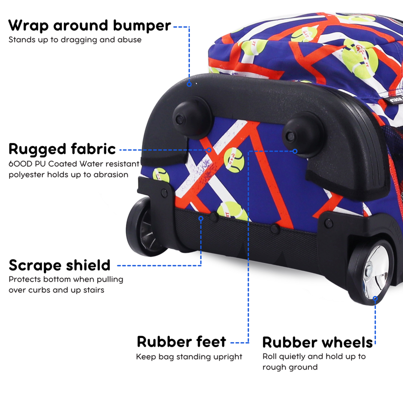 Kids and Adults 18-Inch Rolling Backpack for School and Travel - Multiple Colors