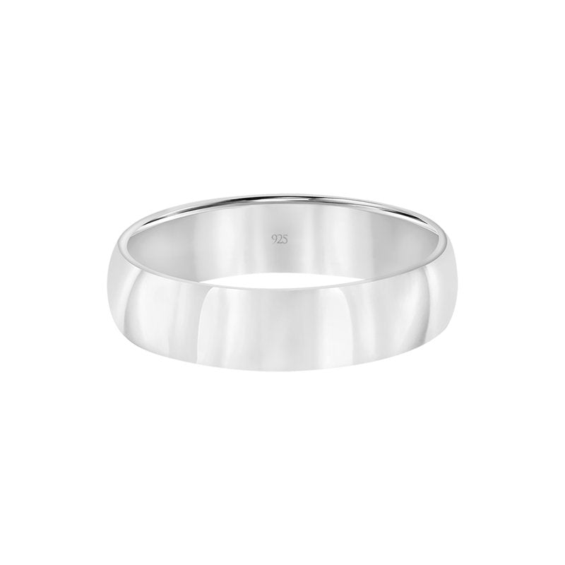 Sterling Silver 5mm Men's Wedding Band Comfort Fit Polished Ring