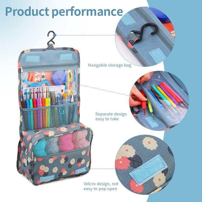 Crochet Kit for Beginners with 130 Pcs, Ergonomic Hooks & Storage Bag