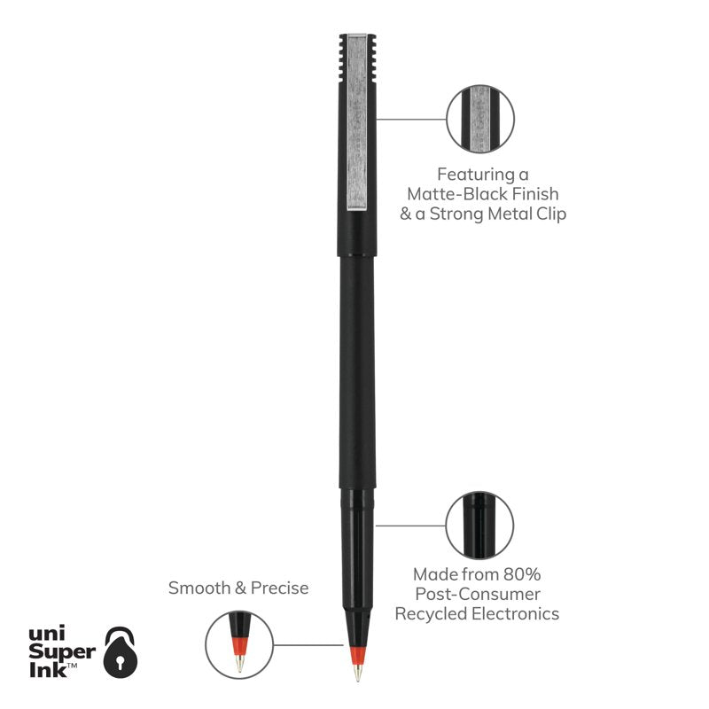Uniball Micro Point Rollerball Pens - 0.5mm Fine Tip, Red Ink, Pack Options