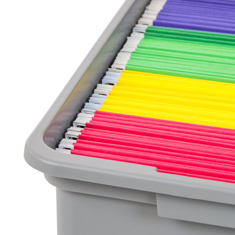 Plastic Storage File Box with Snap-Tight Lid - Legal & Letter Size, Gray 18"