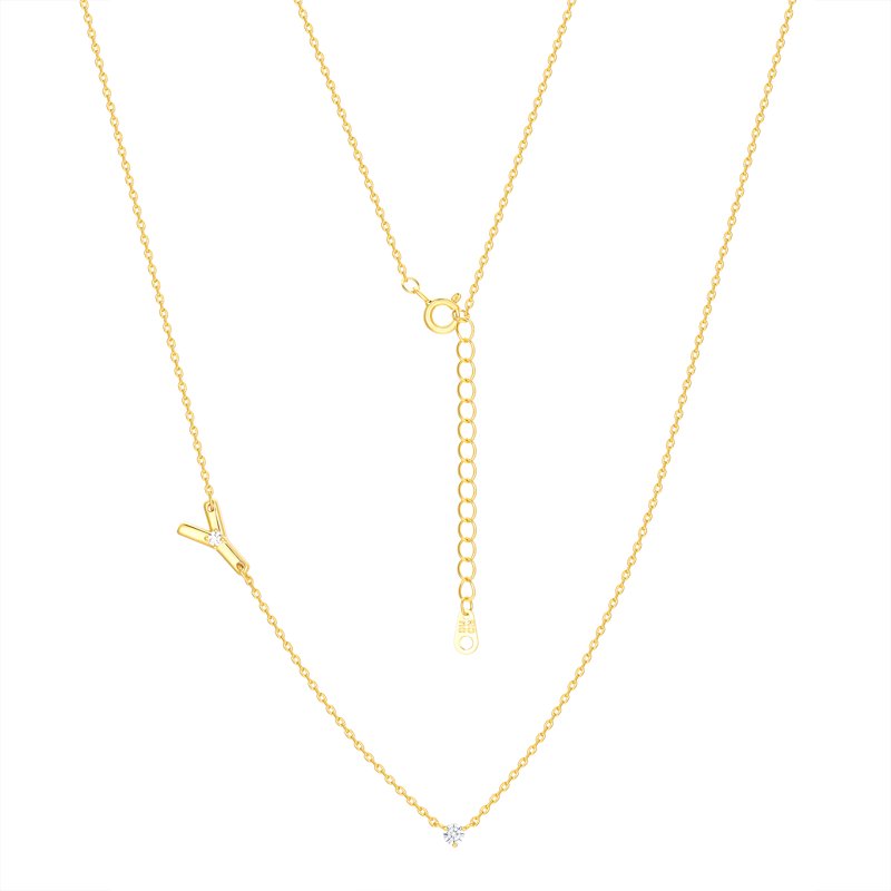 Gold Flash Plated Initial Necklace Set with Cubic Zirconia - All Letters, 16-18 Inch Layers