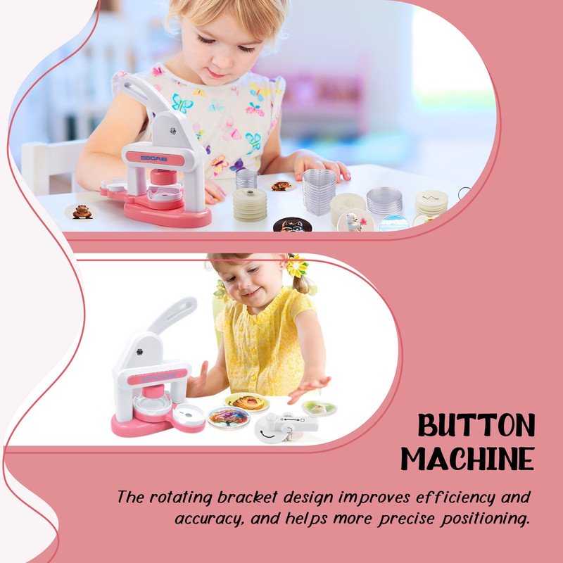 DIY Button Maker Machine Badge Press - No Assembly Required, Pink