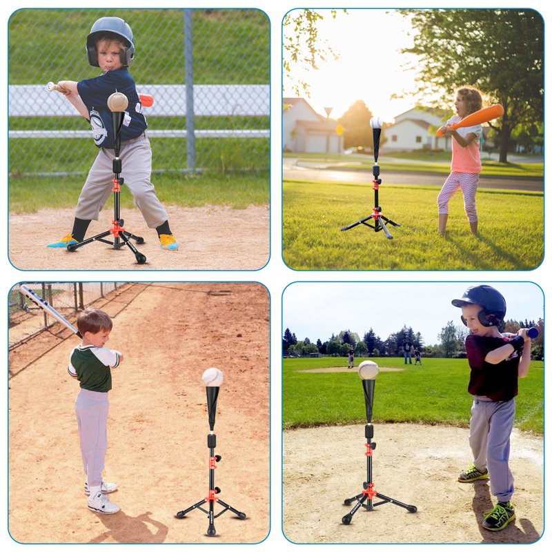 Kids Baseball Batting Tee Adjustable Portable Hitting Practice Equipment