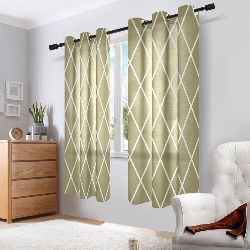 Sheer Curtain Panel Set - Light Filtering Grommet Drapes for Bedroom & Living Room