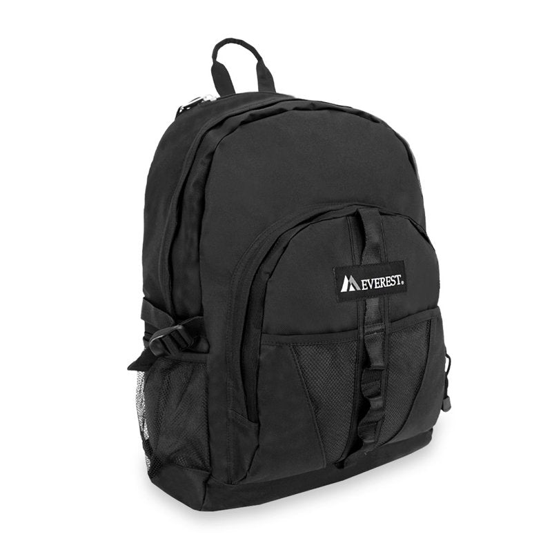 Unisex Travel Backpack with Dual Mesh Pockets 19 Inches Black