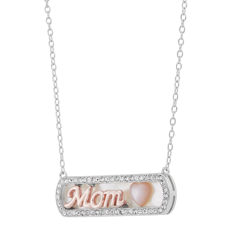Mother of Pearl Heart Pendant Necklace in Sterling Silver & 14K Rose Plate - 18 Inch