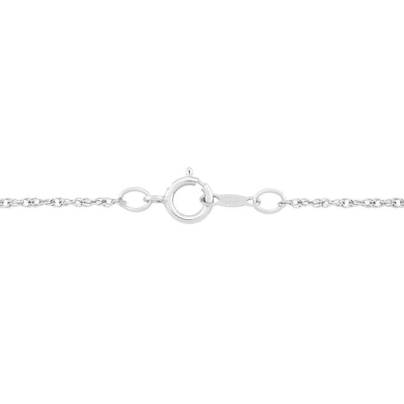 Sterling Silver Opal Heart Pendant Necklace with Simulated Diamonds - 18 Inch Chain