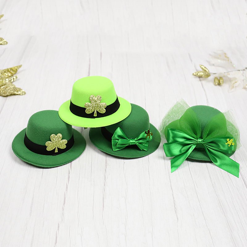 St Patrick's Day Costume Hat Green Shamrock Leprechaun Top Hat Party Accessory