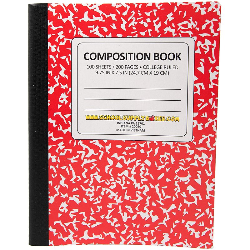College Ruled 5-Book Bundle: Composition Books (100 Sheets each) – Classic Marble Cover