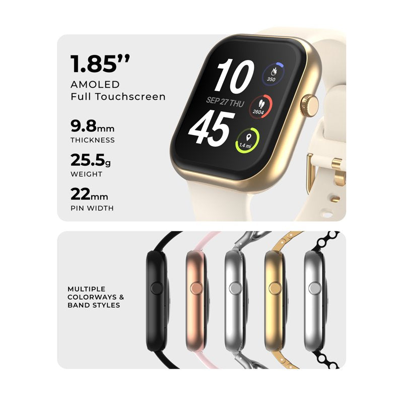Unisex Rectangular Smart Watch with Silicone Strap – Fitness & Health Tracking