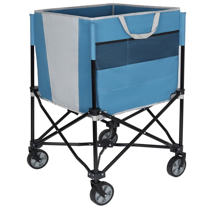Collapsible Tennis Ball Cart with 360° Wheels – Portable Ball Hopper with Side Pockets