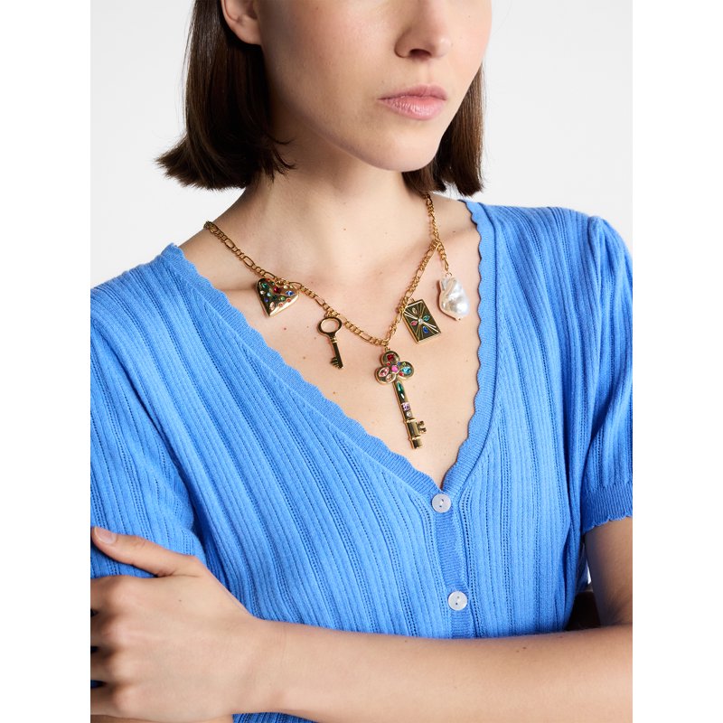 Women's Gold Tone Charm Necklace 22 Inch with Extender, Jewelry Accessory