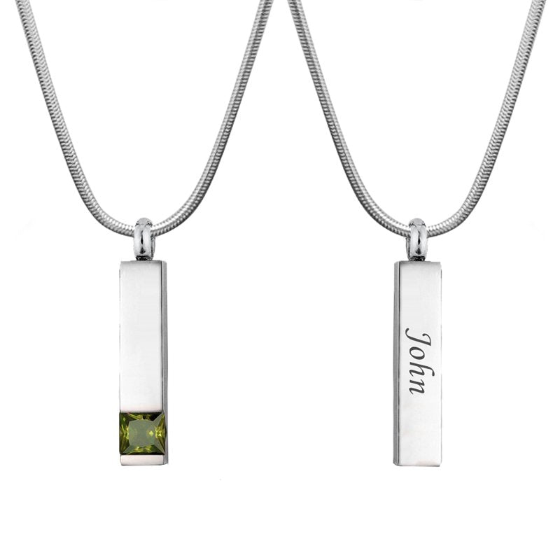 Personalized Memorial Necklace for Ashes - Cremation Jewelry with Custom Engraving
