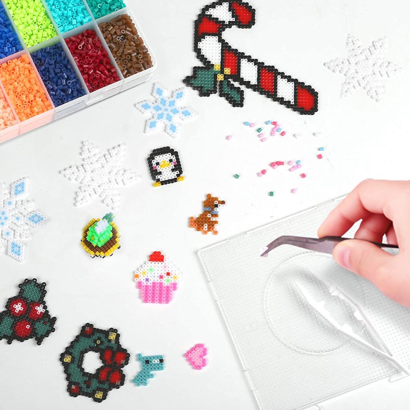 Kids Beading Kit with 24 Colors & 24000 Tiny Fuse Beads for Crafting and Jewelry Making