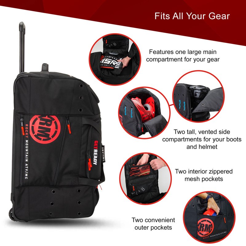 Heavy-Duty Rolling Gear Bag with Wheels for Off-Road Motorcycle & UTV Equipment