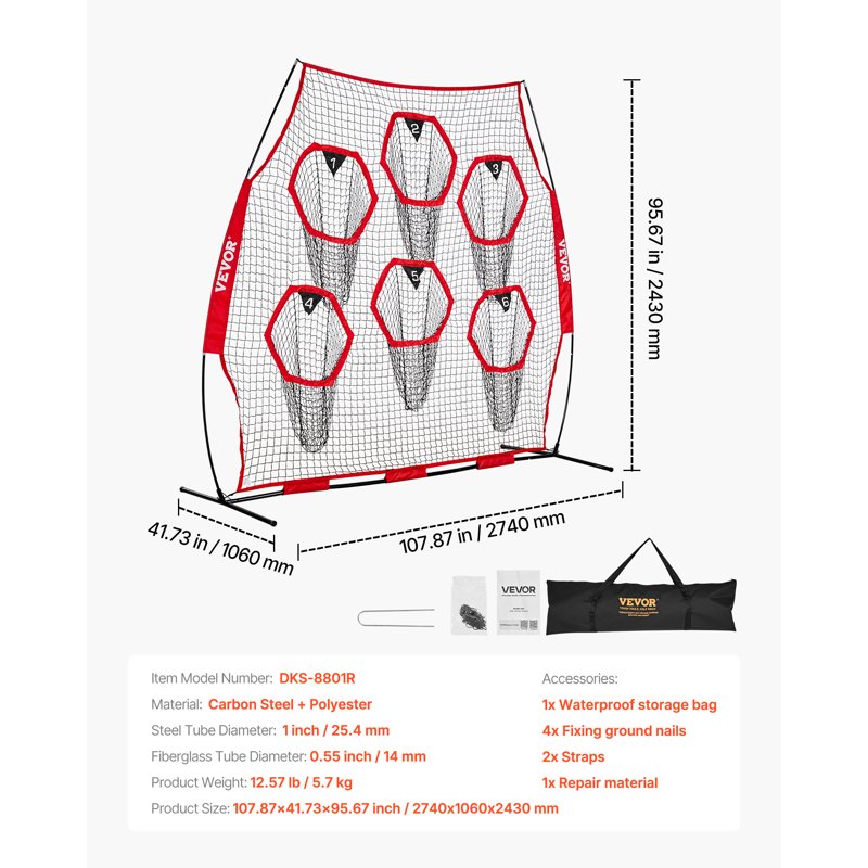 Football Throwing Net with Targets - 8x8 ft Practice Training Equipment