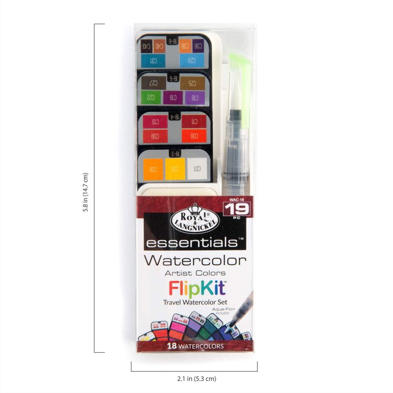 Watercolor Artist Flip Kit with Aqua-Flo Brush Pen - 19 Pieces