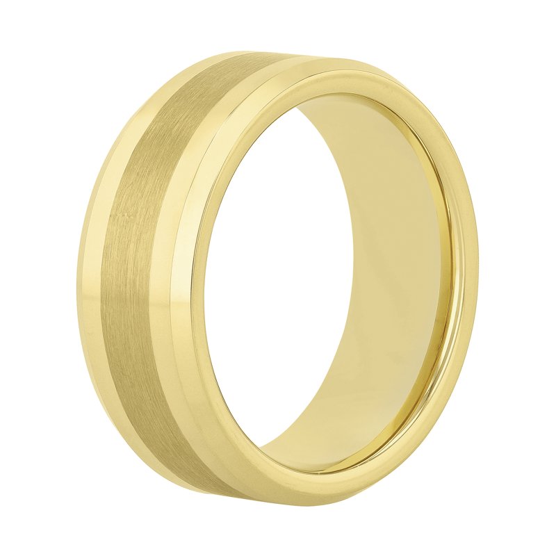 Men's Tungsten Beveled Satin Center Ring Wedding Band
