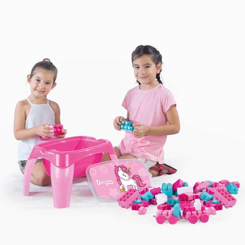 Kids Activity Table with 30-Piece Building Blocks Set and Storage - Toddler Play Desk