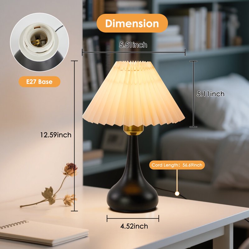 LED Table Lamp with 3 Color Temperatures, USB Powered, Black