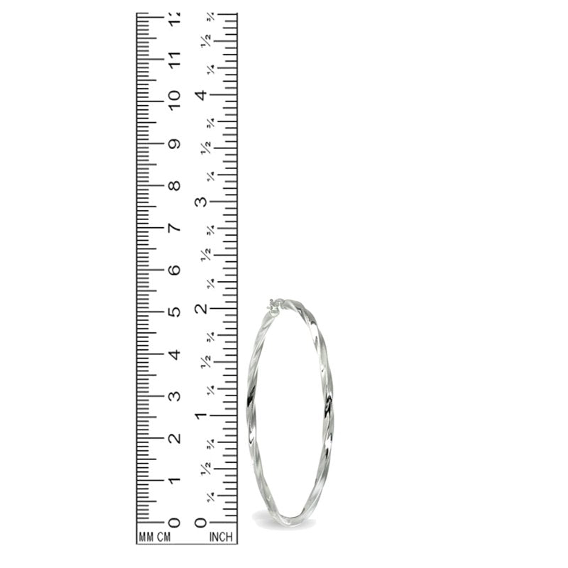 Sterling Silver Twist Round Hoop Earrings - Multiple Sizes