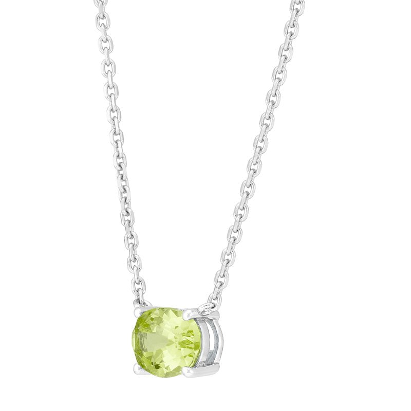 Sterling Silver Oval Peridot Necklace 8x6mm Adjustable Chain Gift for August Birthdays