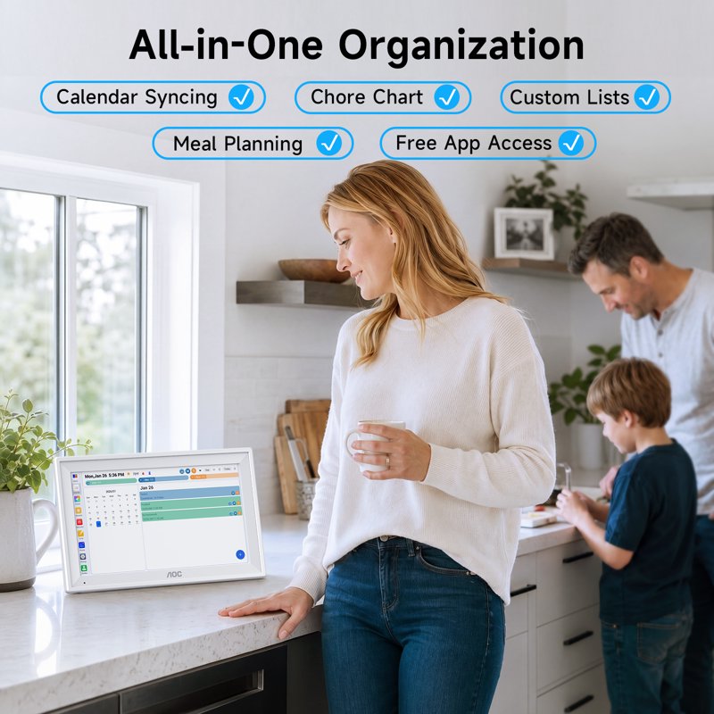 Smart Wall Calendar with Touchscreen Display - Family Organizer & Chore Chart