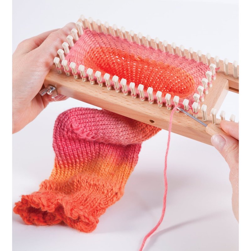 Wood Adjustable Knitting Loom Kit for Beginners - All-in-One 104 Pegs