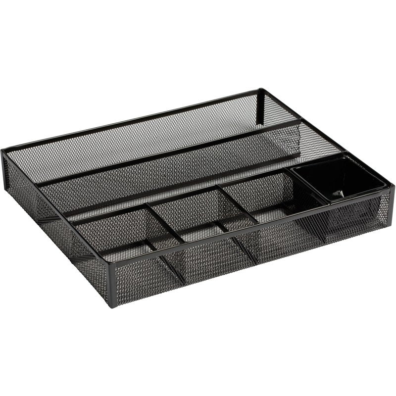 Deep Desk Drawer Organizer Metal Mesh Black - Multiple Pack Sizes