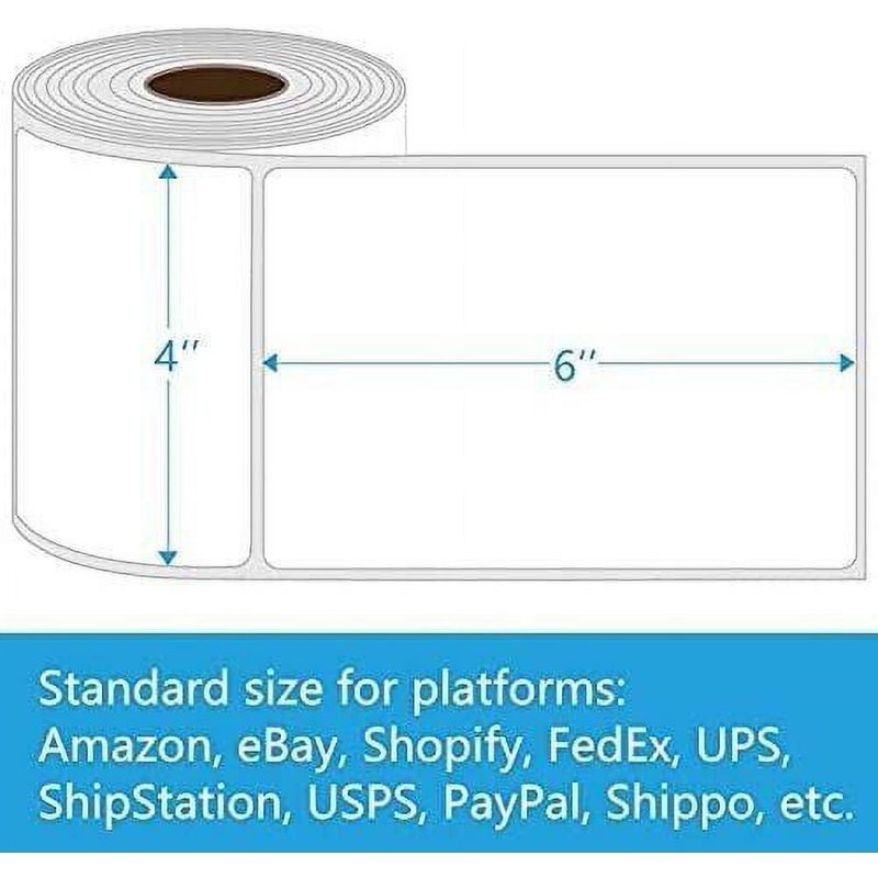 4 Rolls 4x6 Thermal Shipping Labels - 250 Labels Per Roll - 1000 Total