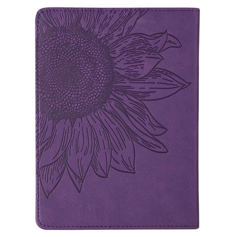 Inspirational Scripture Journal with Sunflower Design - Purple Faux Leather, 240 Ruled Pages