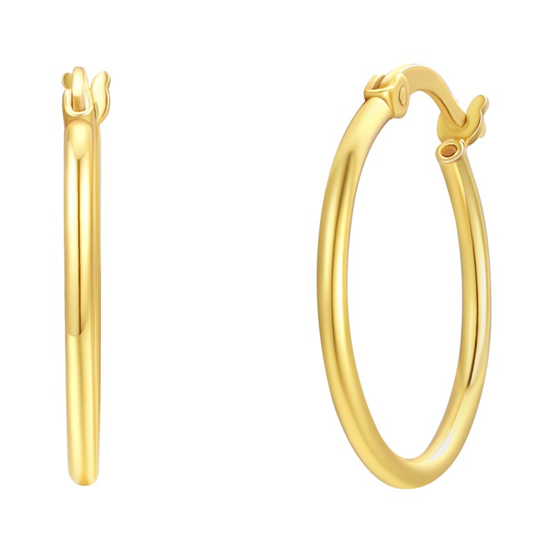 3 Tone Hoop Earrings Set - 14K Rose Gold, Gold Plated Sterling Silver 20mm