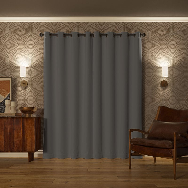Blackout Curtain Panel Pair - Room Darkening Thermal Grommet Curtains