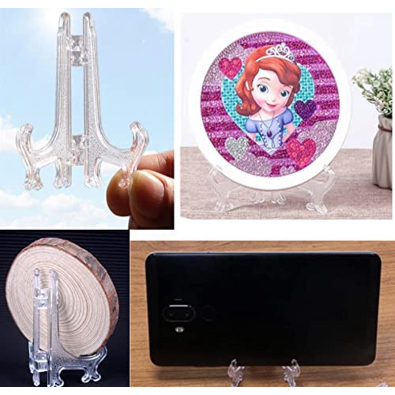 15-Pack 4-Inch Clear Acrylic Mini Easel Stands for Displaying Photos Collectibles & More