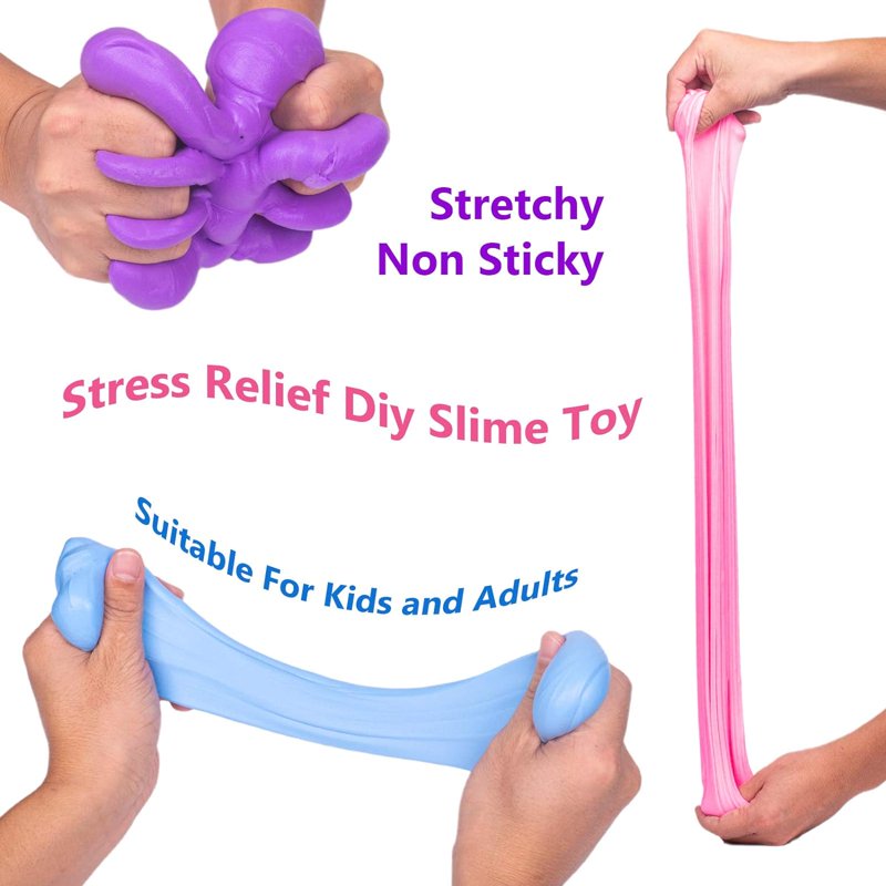 Kids Slime Kit with 4 Soft Non-Sticky Butter & Cloud Slimes - Party Favors & Gift Set