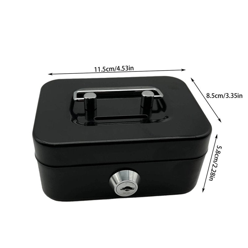 Small Metal Cash Box with Lock for Coins & Kids Toys, Secure Organizer