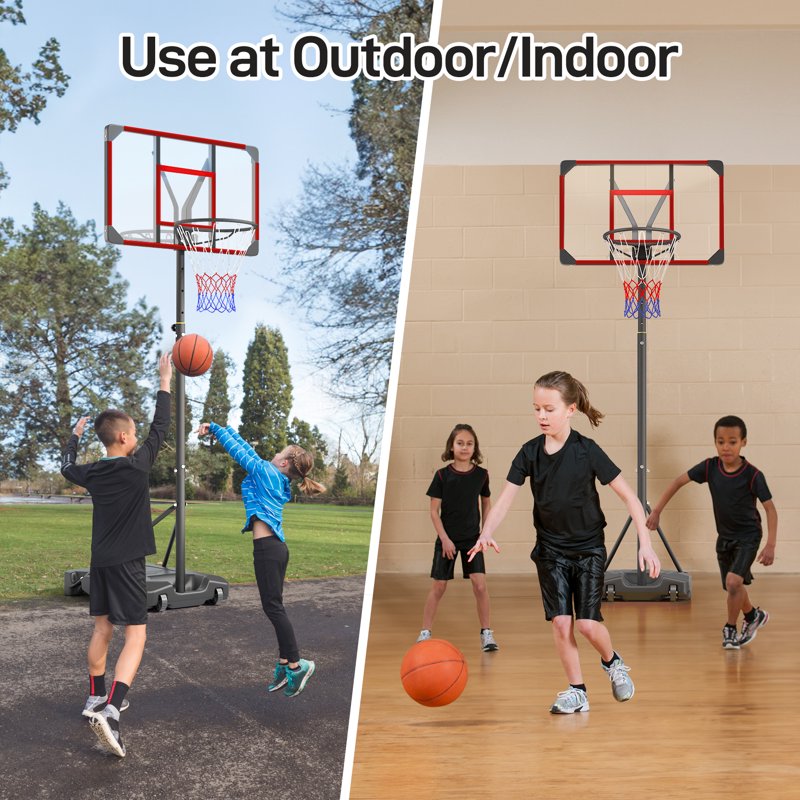 Kids Portable Basketball Hoop with Adjustable Height & Large Base