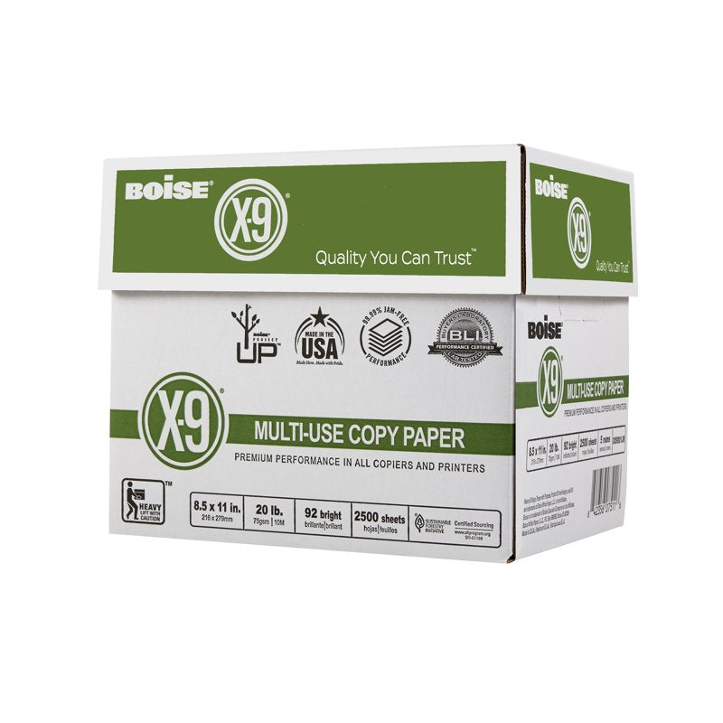 Boise X-9 Multi-Use Copy Paper 8.5 x 11 Inches, 92 Bright White, 20 lb, 5 Ream Carton