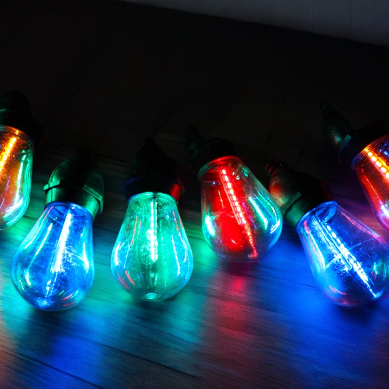 2-in-1 LED String Lights with Multi Colors & Black Wire, 15 ft