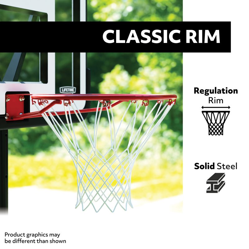 Portable 46-Inch Shatterproof Basketball Hoop with Adjustable Height and Classic Rim