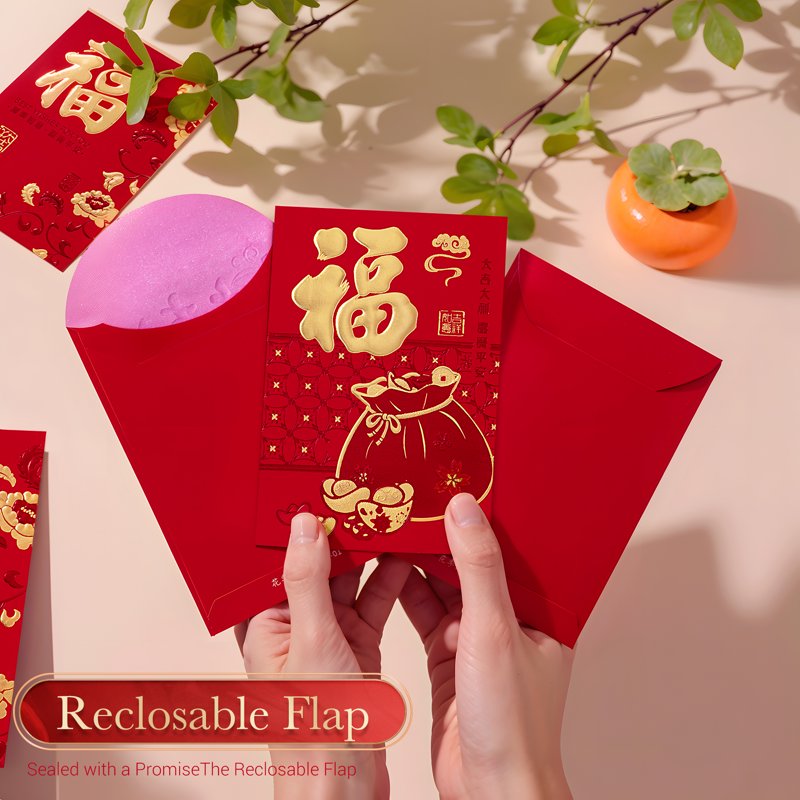 Year of the Horse 2026 Red Envelopes Set of 36 with Gold Foil Lucky Money