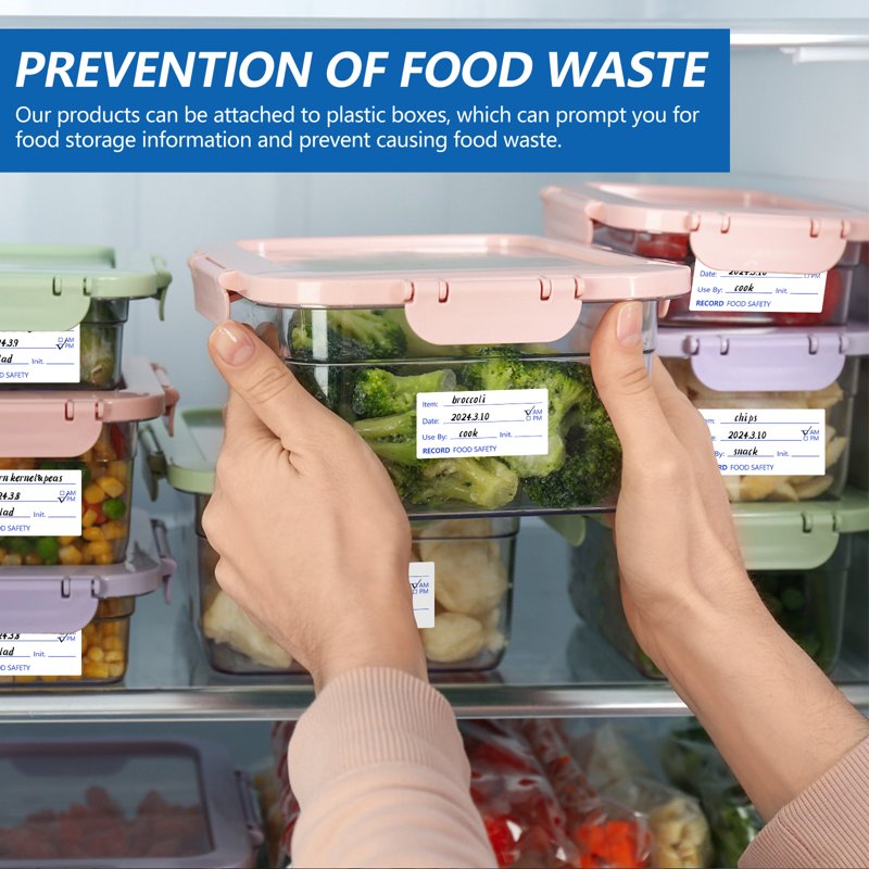 Removable Food Labels Tape 1500 Pcs Waterproof Freezer Labels for Containers