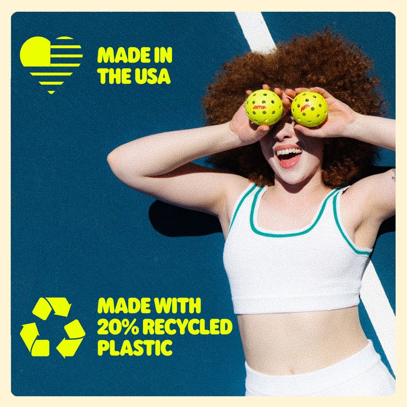 50-Pack AMP Easy Rally 40 Outdoor Pickleballs - Neon Yellow-Green, 40-Hole