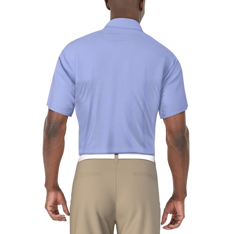 Men's Golf Polo Shirt with Geometric Jacquard Pattern - UV Sun Protection, Moisture Wicking, Stretch, All Sizes