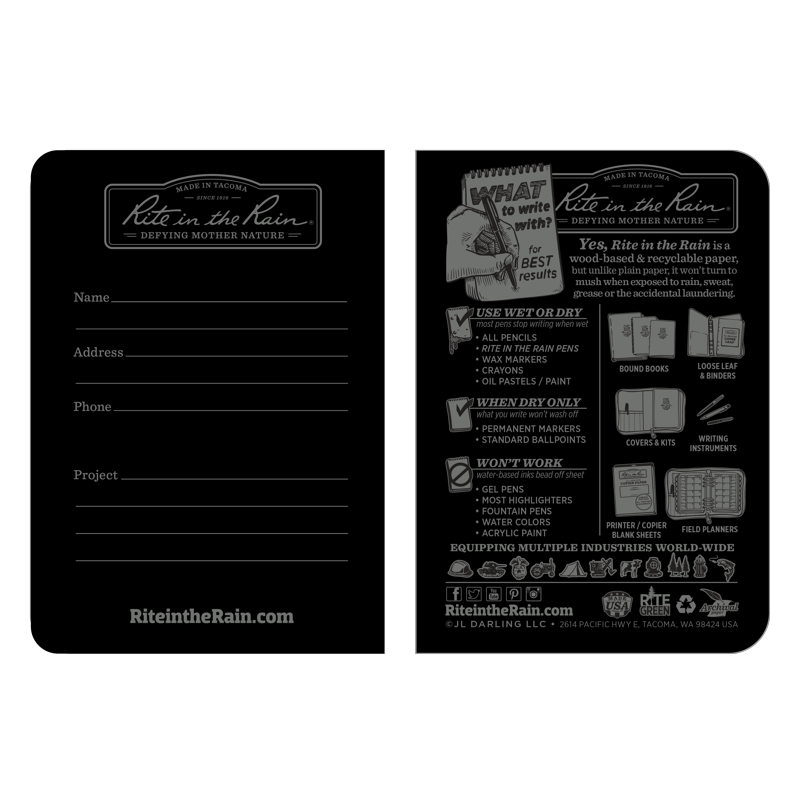 Weatherproof Mini Stapled Notebook 3-Pack - 3.25 x 4.625 Inches, Recyclable Field Notes