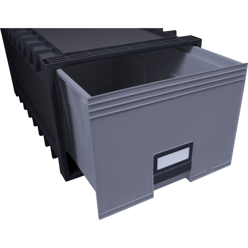 Plastic File Storage Box with Label Holder - Archive & Office Organizer