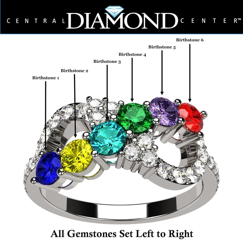 Mother's Infinity Ring with Birthstones - 10K Gold, Silver, Rose & White Options