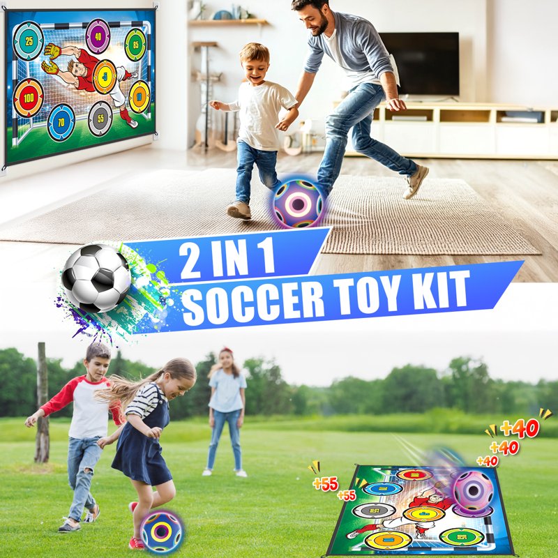 Indoor Outdoor Soccer Game Set for Kids with 2 Balls & Target Board
