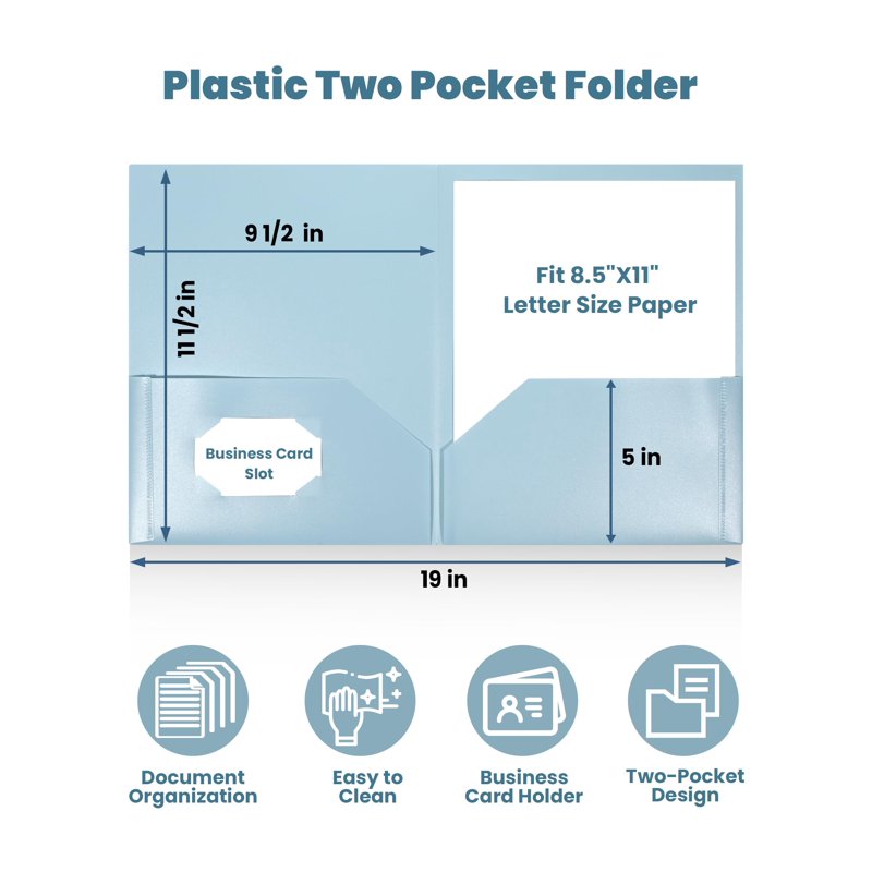 Plastic Folders with Pockets, 6 Pack Letter Size Document Organizers